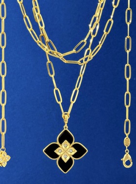 美丽如花绽放新款四叶草毛衣链