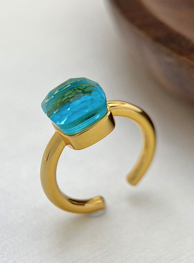 立体切割华贵指环方糖水晶法式