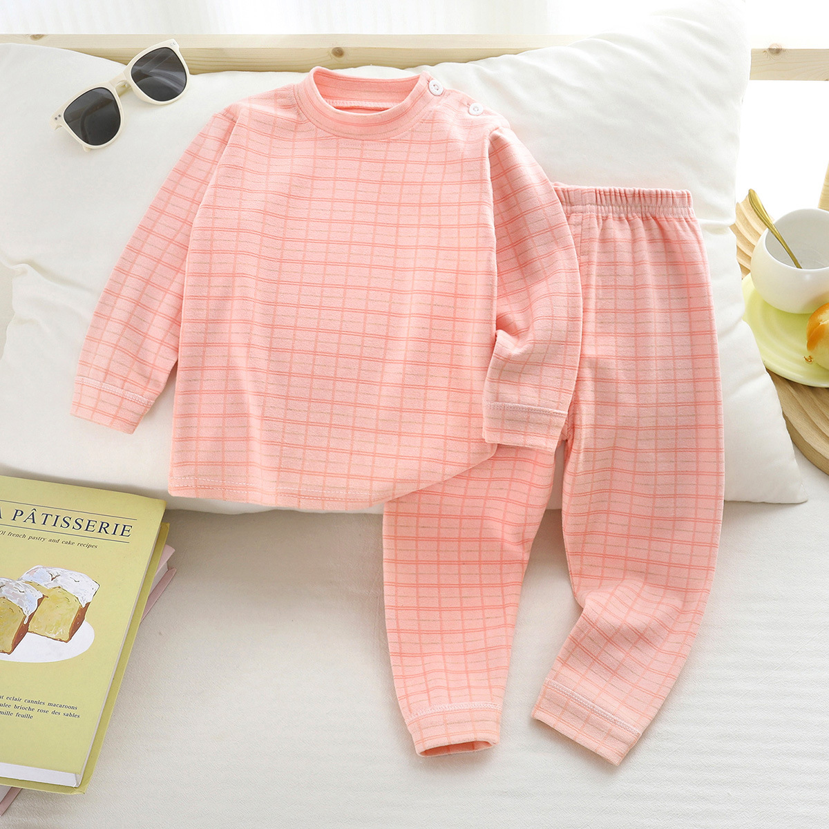 儿童德绒家居服套装男童女童秋冬保暖内衣中大童打底睡衣秋衣秋裤 - 图0