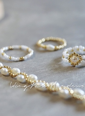 WingYah原创法式优雅天然淡水珍珠串珠手链设计感简约复古易配搭
