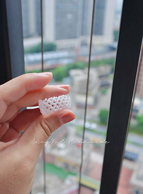 编织复古感磨砂米珠串珠戒指小众设计感轻奢气质百搭指环个性蕾丝