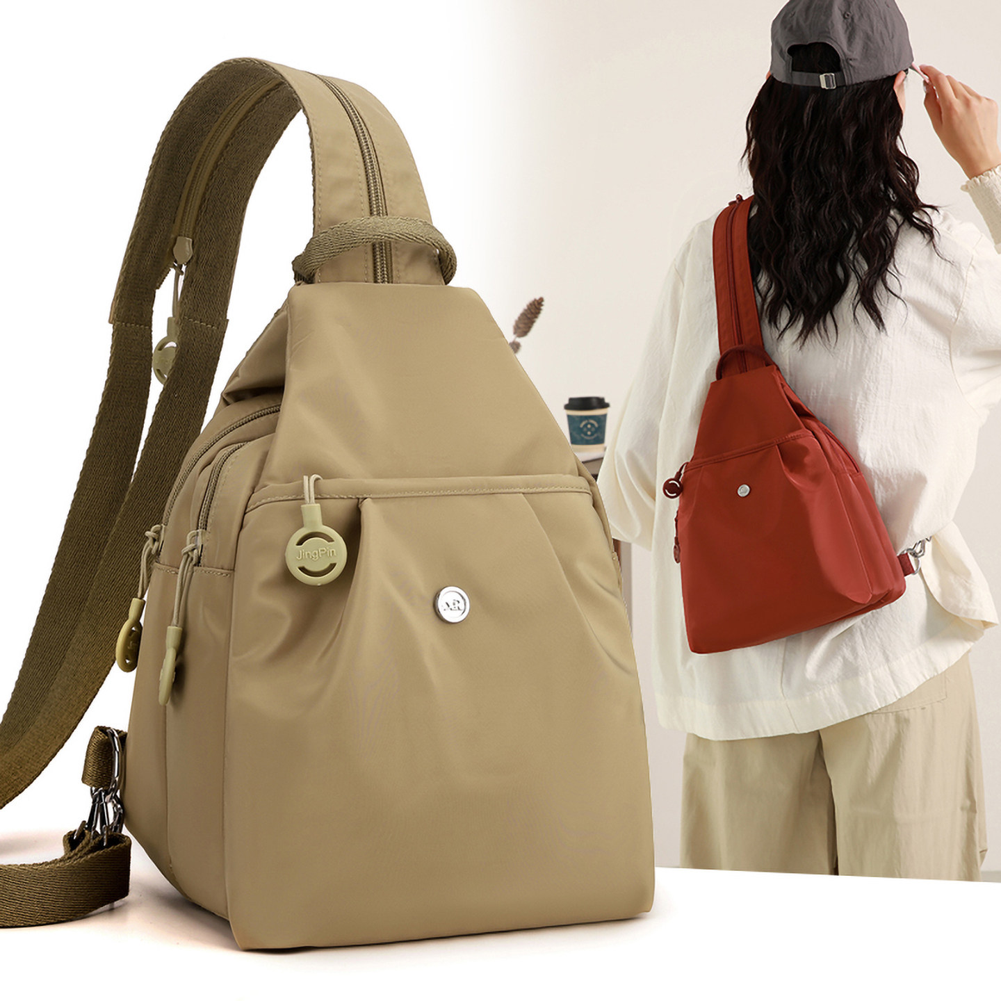 多功能旅行双肩包女轻便大容量时尚简约日常通勤背包尼龙防水胸包,淘宝优惠券,粉丝福利购,淘宝优惠卷