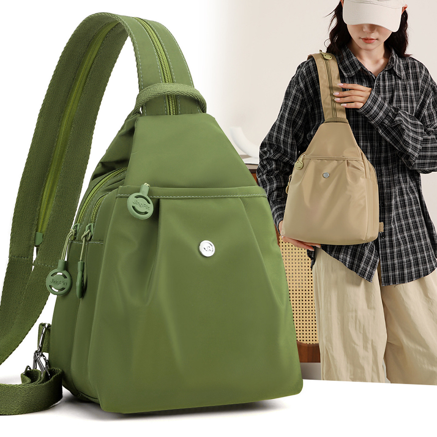 多功能旅行双肩包女轻便大容量时尚简约日常通勤背包尼龙防水胸包,淘宝优惠券,粉丝福利购,淘宝优惠卷