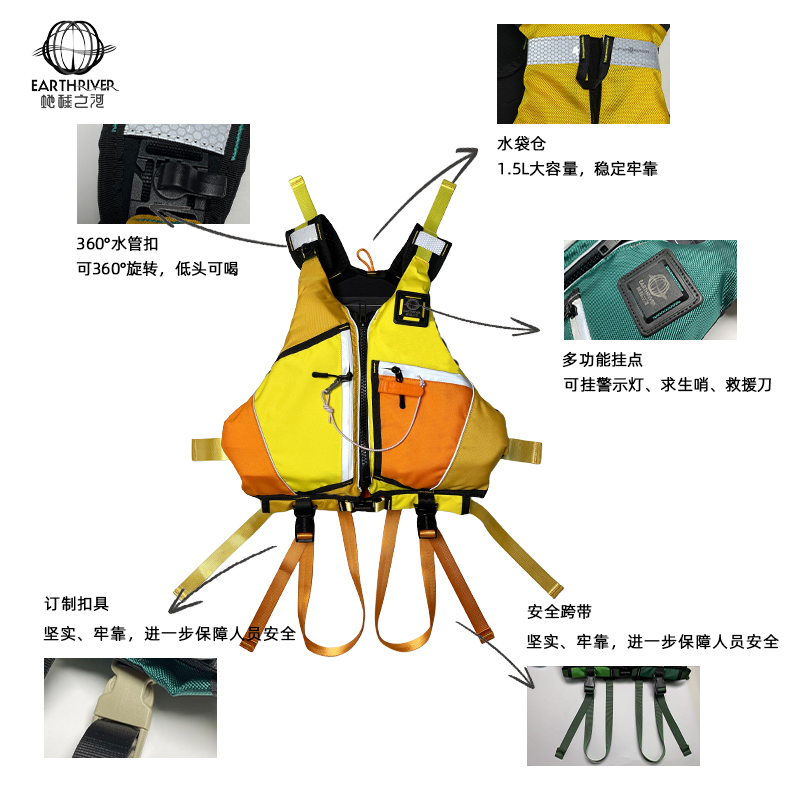EarthRiver地球之河救生衣大浮力大人桨板独木舟船用背心马甲男女 - 图1