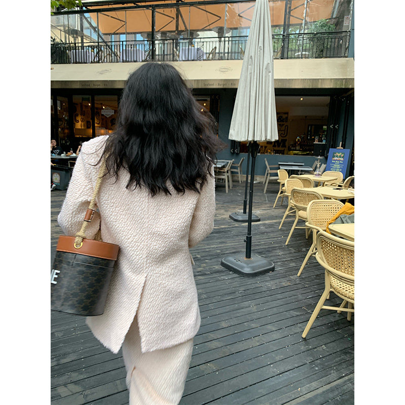 落落狷介 小香风套装高级感时尚套装裙女粉色毛呢外套+毛呢半身裙,淘宝优惠券,粉丝福利购,淘宝优惠卷