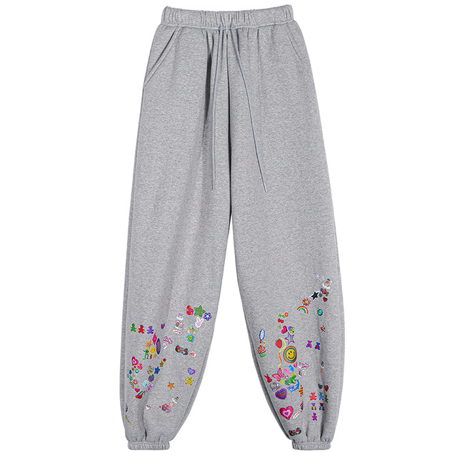 Luoluojie gray velvet leggings sweatpants for women