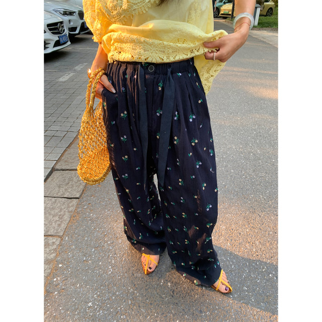 Luoluo Gongjie summer embroidered ກາງເກງຂາກວ້າງສໍາລັບແມ່ຍິງ