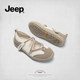 Jeep retro Mary Jane women's shoes 2025 new Velcro soft sole ballet shoes breathable flat sole shallow mouth single shoes