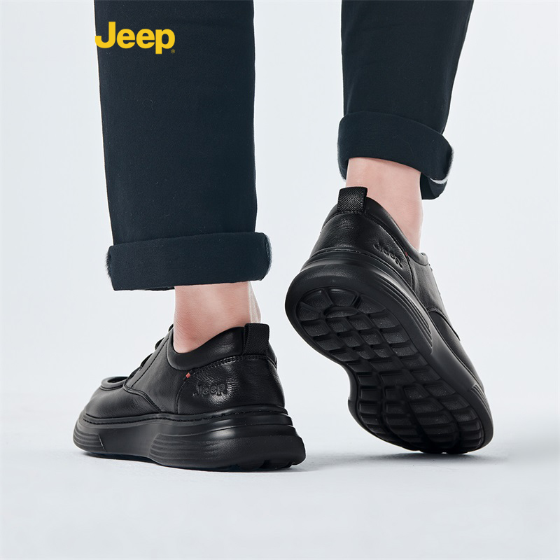 jeep男鞋商务春季新款内增高皮鞋男士休闲鞋真皮P223M100