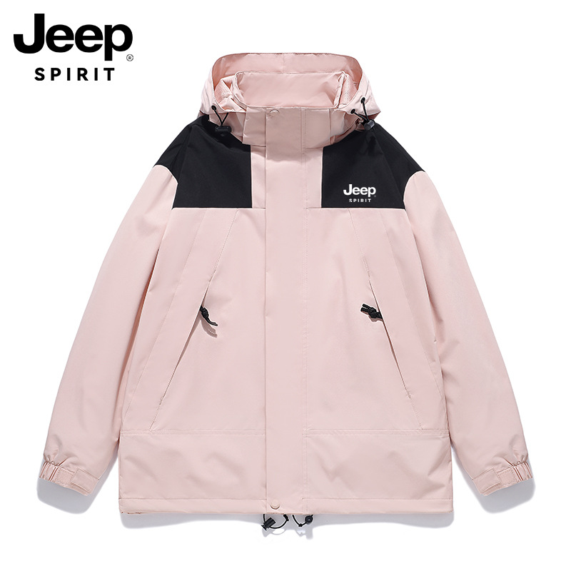 JEEP SPIRIT冲锋上衣外套男女春秋新款休闲外套连帽防风夹克23658