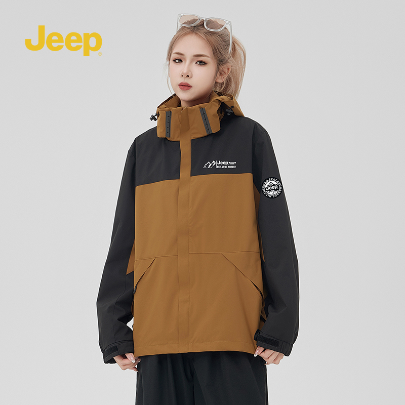 Jeep吉普2024新品连帽外套男女情侣防风防寒服夹克户外休闲衣服