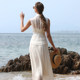 Elegant dress ສີຂາວປອມສອງສິ້ນຊຸດ