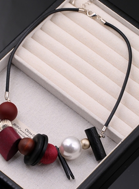 欧美小众设计感红色毛衣链