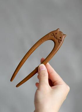 【弧猫】U型发簪发钗盘发簪子