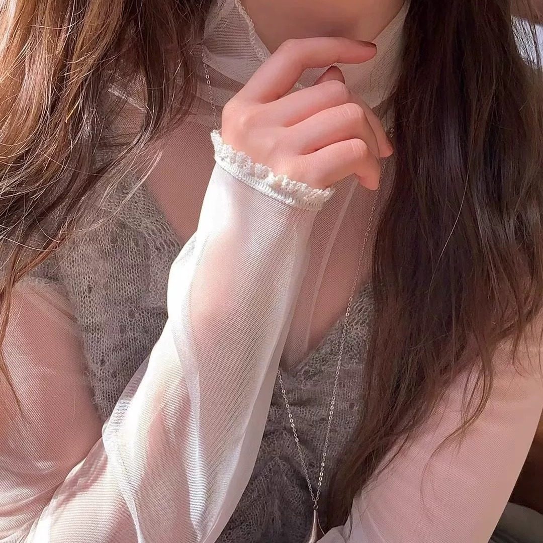 3色入秋冬内搭 甜美少女小心机袖口花边小高领网纱长袖T恤打底衫,淘宝优惠券,粉丝福利购,淘宝优惠卷