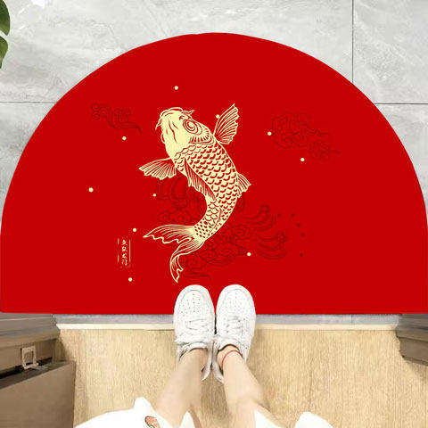 马年地垫硅藻泥半圆形门垫浴室垫门口入户红色地毯防滑可裁剪垫子,淘宝优惠券,粉丝福利购,淘宝优惠卷