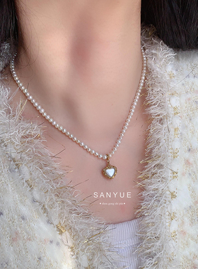 可拆卸扣头钛钢贝母爱心吊坠