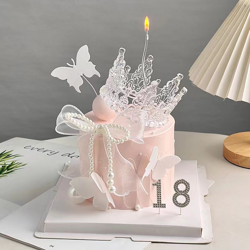 爆款蝴蝶仙女氛围感蛋糕装饰幻彩亚克力蝴蝶插件女神女生生日装扮 - 图3