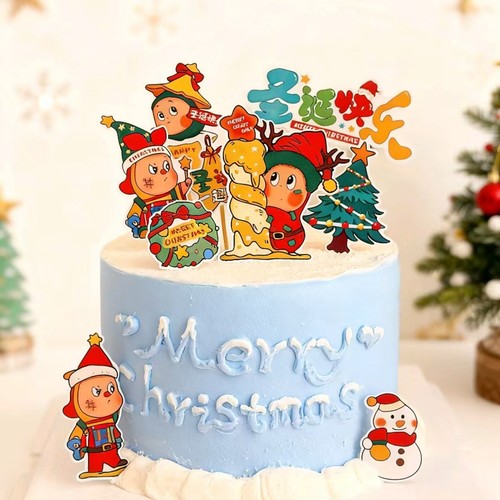 2026圣诞节蛋糕装饰圣诞纸杯甜品台插件许愿星星人圣诞树草圈插牌 - 图0