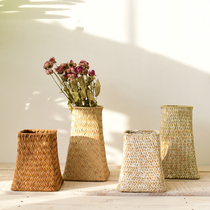 Natural woven small flower basket flower arrangement dry flower basket flower vase Vase Debris containing decorative floral garden floral pendulum piece