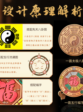 桃木五行八卦福挂件浮雕门口大九宫八卦牌解决门对门入户福字