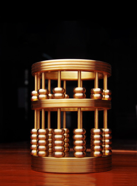 算盘笔筒摆件纯铜珠算用品书桌