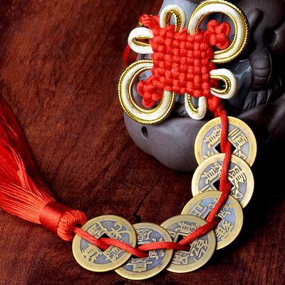 开光真品纯铜五帝钱镇宅风水摆件