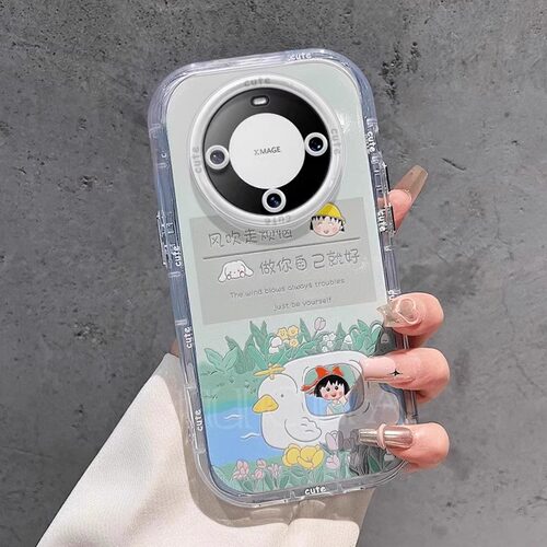 可爱小丸子适用华为mate80pro手机壳新女款彩绘pura80pro卡通高级感m50带支架mt40p硅胶全包mate60防摔保护套 - 图0