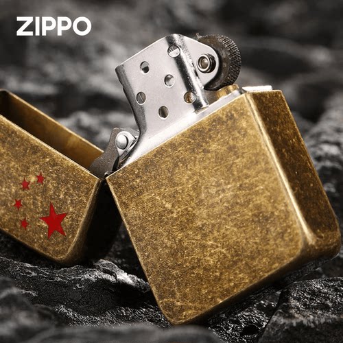 ZIPPO打火机正版1941复刻仿古铜国旗红五星芝宝煤油火机送礼男士 - 图3