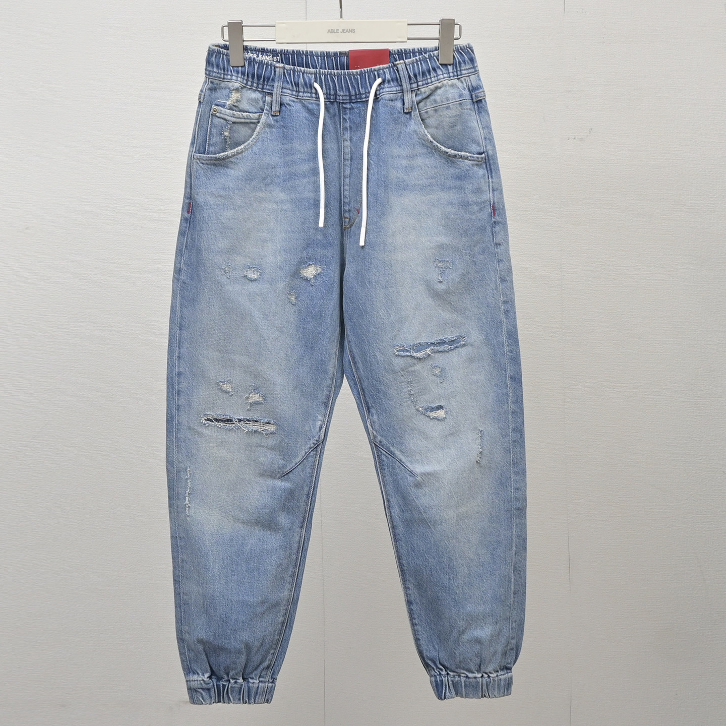 福利休闲松紧腰牛仔裤束脚ABLE JEANS男九分裤秋季休闲潮流锥形裤,淘宝优惠券,粉丝福利购,淘宝优惠卷