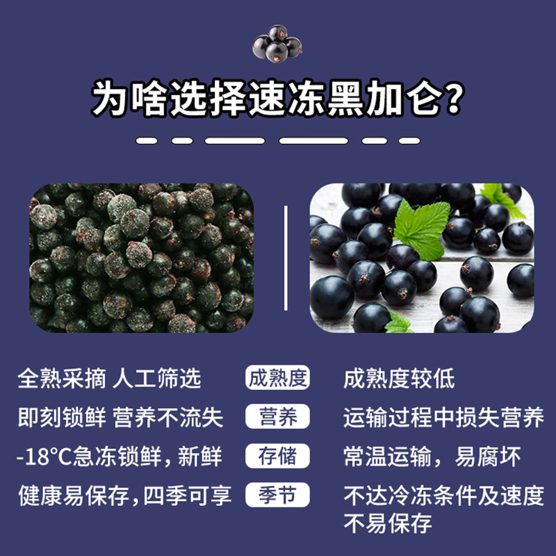 速冻新鲜黑加仑冷冻黑醋栗1000g冰冻新鲜水果奶茶饮品榨汁1kg代餐 - 图1