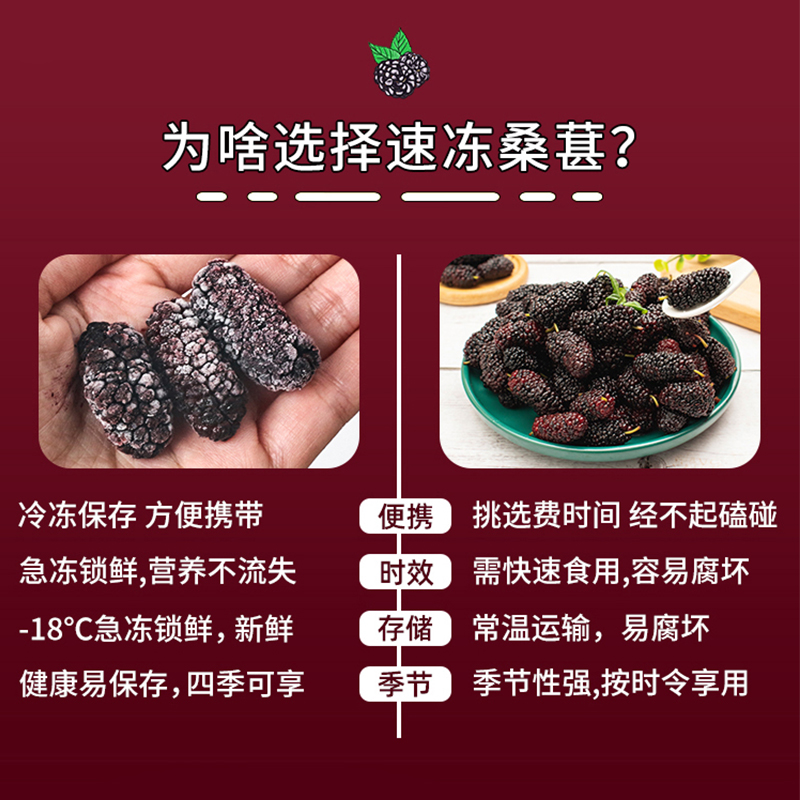 速冻桑葚果肉1kg奶茶榨汁果昔冷冻桑葚子泡儿新鲜桑果粒烘焙酵素 - 图2