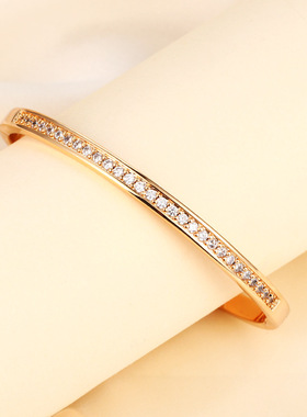 新款 香槟金满钻手镯 个性百搭小众设计满天星时尚开口送女友礼物