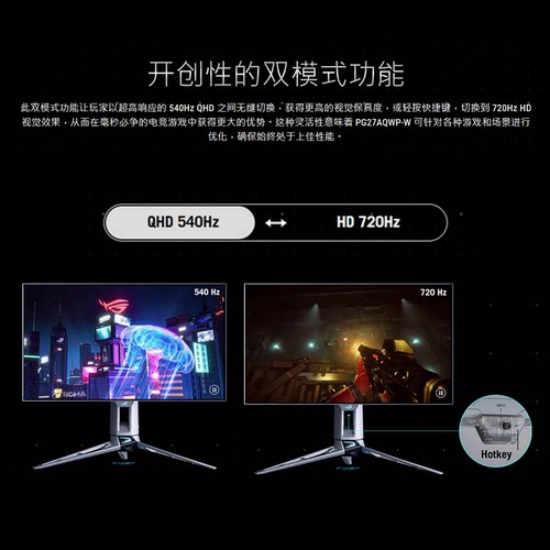 华硕超杀27Pro二代2K540HZ/720HZ双模OLED DP2.1显示器PG27AQWP-W - 图2