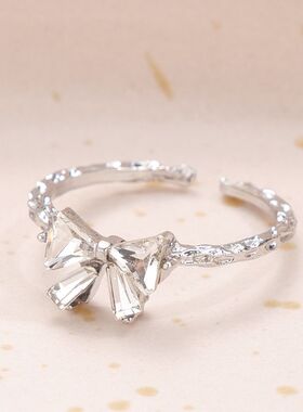 可爱蝴蝶结戒指开口女生小众食指戒指环