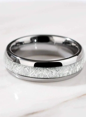 潮流个性雾凇纹戒指男钛钢戒指男潮单身时尚宽面戒指指环
