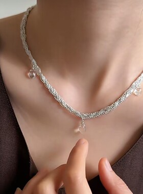 中古极简银链水滴流苏项链百搭