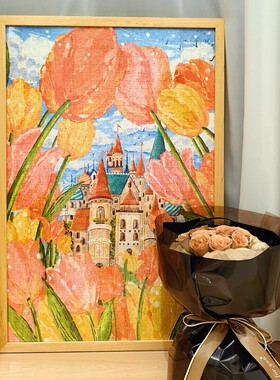 拼图框1000片50x75框架50x70装裱500片挂墙简约实木框可定制