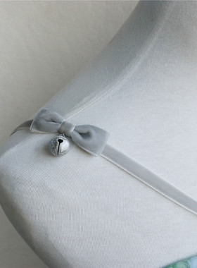 花菇凉 灰色丝绒蝴蝶结铃铛choker项圈洛丽塔软妹可爱圣诞锁骨链