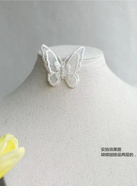 立体蝴蝶甜长飘带颈花仙法式浪漫