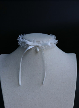 原创白色超仙纯美蕾丝蝴蝶结项圈choker可爱甜少女浪漫颈链锁骨链