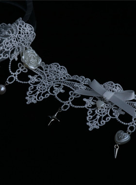 洛丽塔复古白色少女宽边颈链项圈