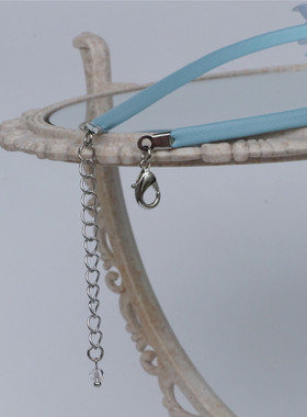 浅蓝清新细绳choker锁骨链不掉色