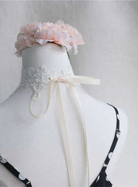 短款宽边蕾丝锁骨项链遮颈纹疤痕