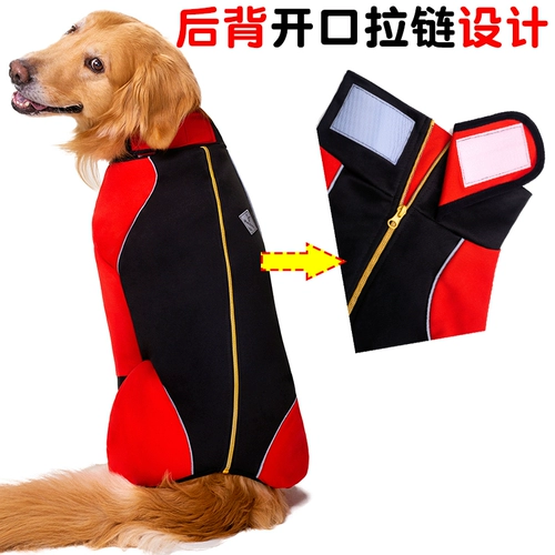 Большая собачья одежда для собак Осень и зимняя четырехдушная золотисто -рерадо Пладон ПЭТ ПЭТ.