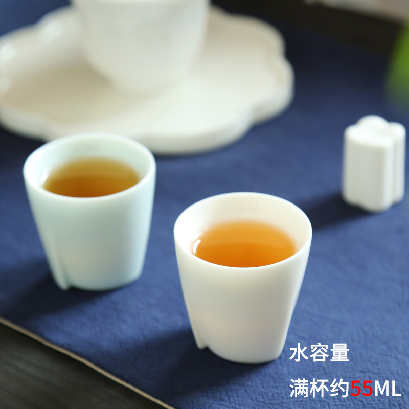 中式青瓷白玉瓷功夫茶具品茗陶瓷白瓷主人单杯新品热卖搭配