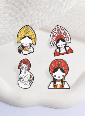 俄式复古猫咪合金徽章胸针饰品