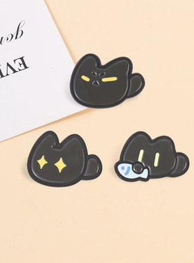 可爱黑猫金属徽章胸针饰品