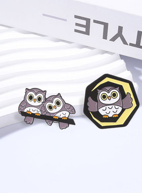 可爱卡通猫头鹰金属胸针衣服饰品