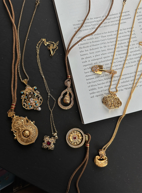 徐琳mini生活馆 新中式拉丝錾雕锆石十字平安锁锆石吊坠项链